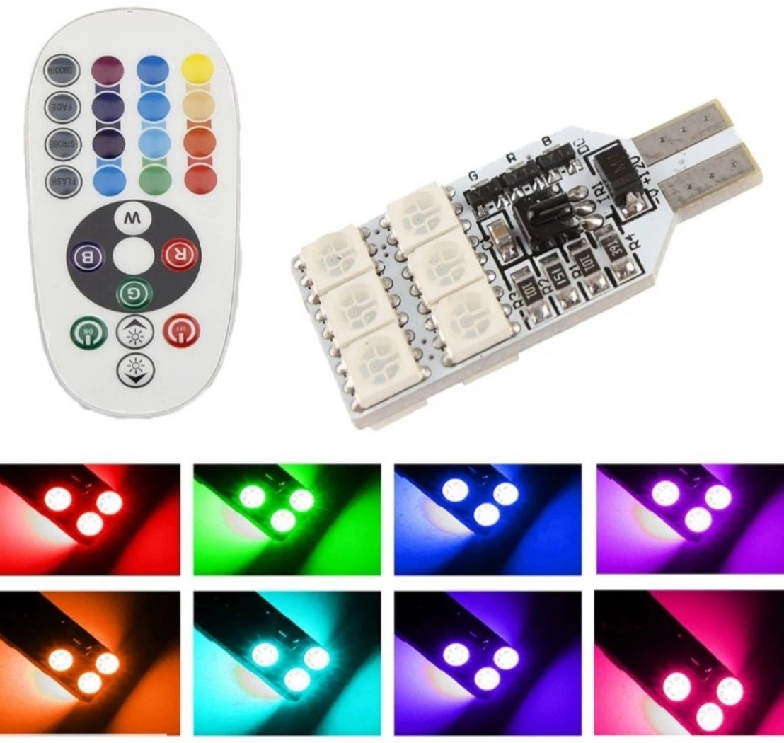 2261999556_avtomobilni-svitlodiodni-rgb Автомобільні світлодіодні RGB LED лампи з цоколем T10 W5W - Зображення 1