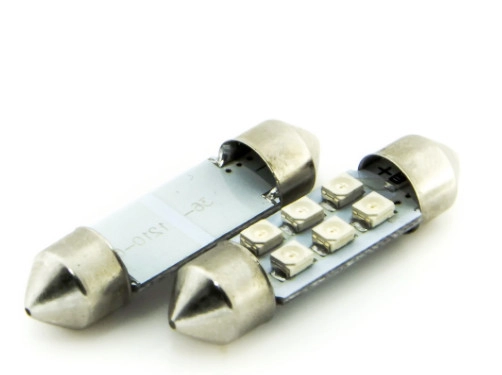 2285908706_svitlodiodna-lampa-c5w Світлодіодна лампа C5W Festoon 6SMD 3528 12 V 39 мм Синій - Зображення 1