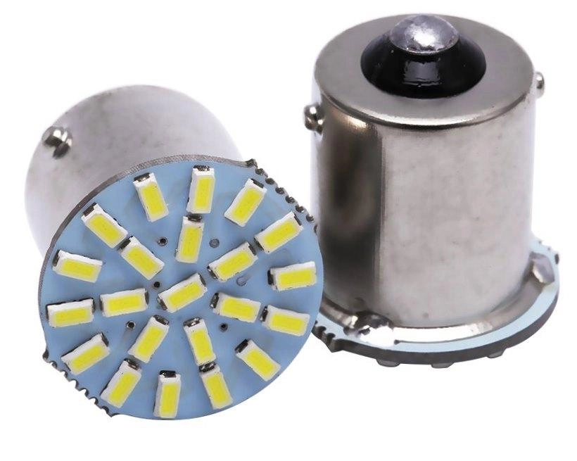 2291777697_svitlodiodna-lampa-z Світлодіодна лампа з цоколем 1156 BA15s P21W 22SMD 3014 12V Білий - Зображення 1