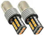 Світлодіодна лампа з цоколем 1156 BA15s P21W 15SMD 2835 12V з обманкою та драйвером Жовта