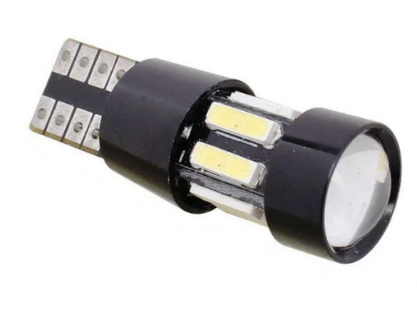 2297169365_svitlodiodna-lampa-t10 Світлодіодна лампа Т10 (W5W) 10SMD 7020 з обманкою і лінзою Біла - Зображення 1