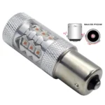 Світлодіодна лампа в поворот червоного ліхтаря 1156 BAU15s PY21W 80W CREE Жовта canbus зі зміщеним кріпленням - Зображення 3