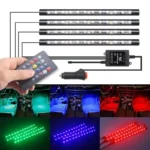 Світлодіодна неонова стрічка RGB для салону автомобіля з світломузикою, декоративне підсвічування ніг з пульто