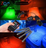 Світлодіодна неонова стрічка RGB для салону автомобіля з світломузикою, декоративне підсвічування ніг з пульт