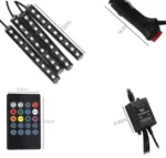 Світлодіодна неонова стрічка RGB для салону автомобіля з світломузикою, декоративне підсвічування ніг з пульт - Зображення 5