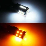 Двоколірні світлодіодні лампи Led 7443 T20 W21 / 5W W3x16q 44SMD 3030 12V Білий Жовтий - Зображення 6