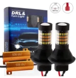 Денні ходові вогні з функцією повороту Bau15S 96smd 4014 Білий Жовтий