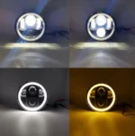 Універсальна світлодіодна led мото, авто фара 5,5 дюймів DRL ДГЗ Ангельські глазки ВАЗ 2106 Хром комплект - Зображення 5
