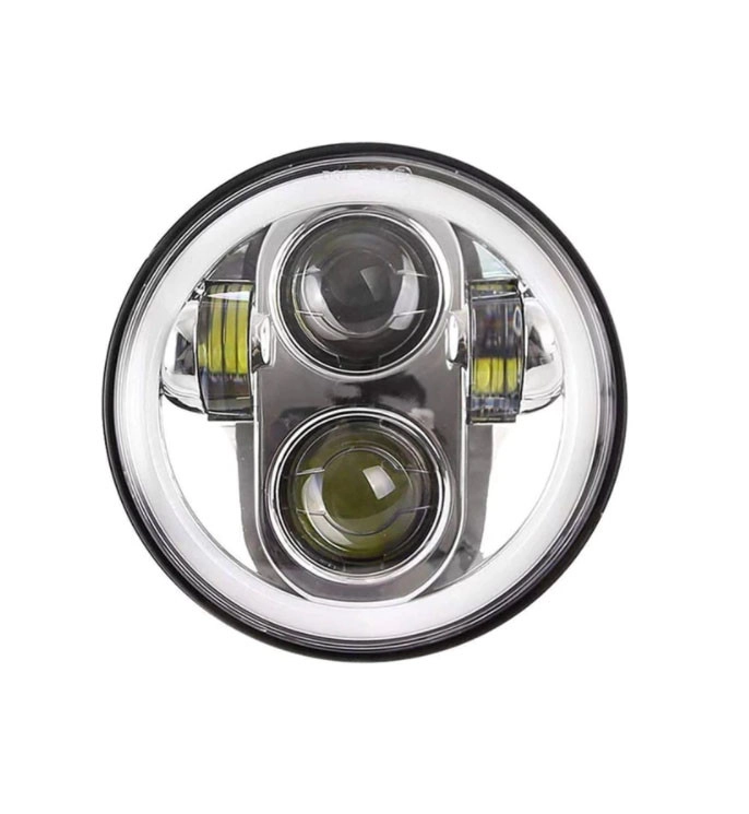 3185594699_universalna-svitlodiodna-led Універсальна світлодіодна led мото, авто фара 5,5 дюймів DRL ДГЗ Ангельські глазки ВАЗ 2106 Хром комплект - Зображення 1