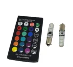Світлодіодні лампи RGB T4W Ba9s з пультом і режимом стробоскоп - Зображення 2