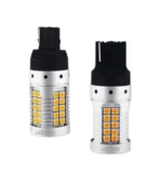 Світлодіодна LED лампа в поворот червоного ліхтаря 7440 T20 W21W W3x16d 48 SMD 3030 12V з обманкою Жовта