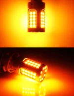 Світлодіодна LED лампа в поворот червоного ліхтаря 7440 T20 W21W W3x16d 48 SMD 3030 12V з обманкою Жовта - Зображення 3