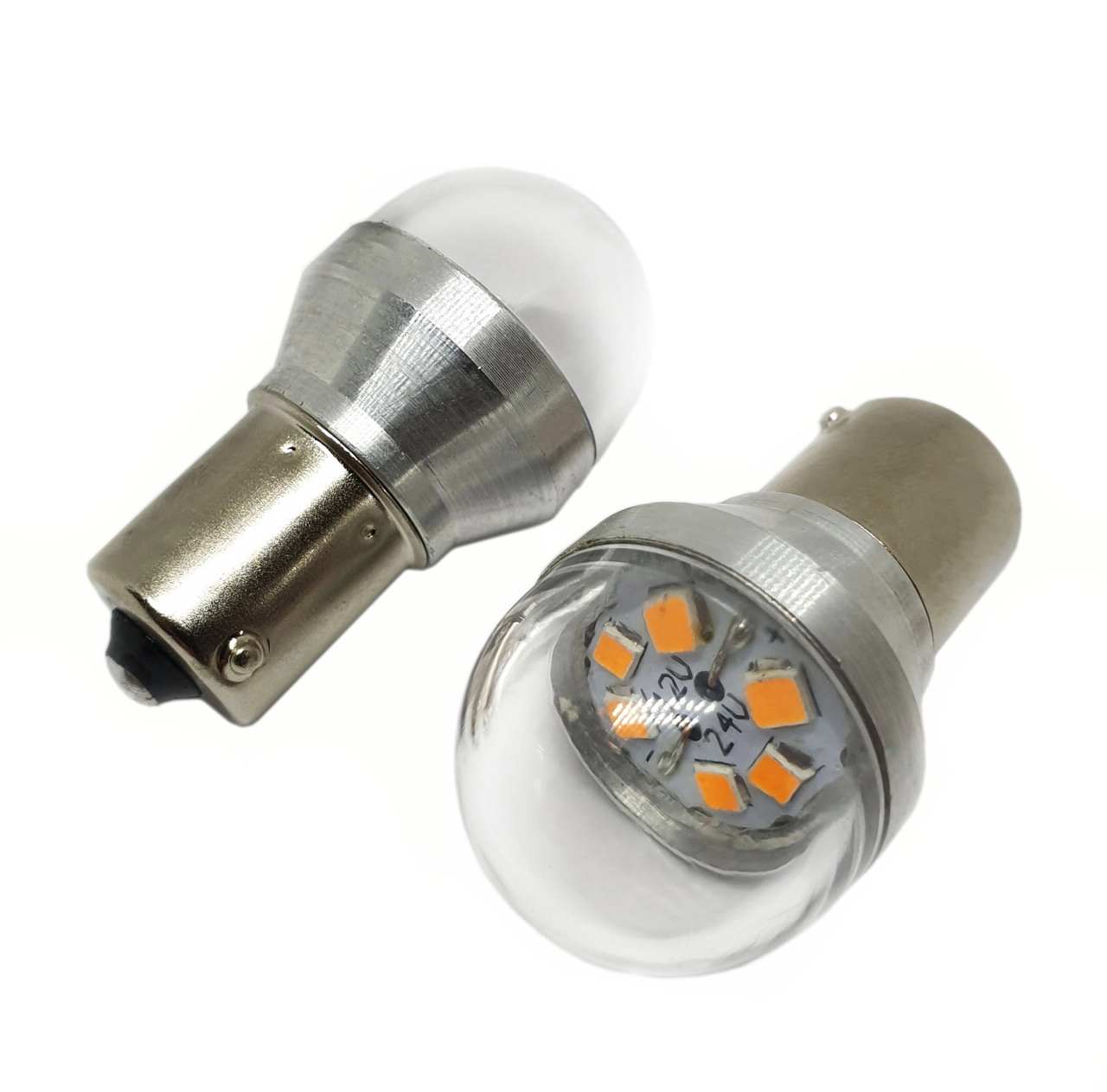 3196791031_svitlodiodna-lampa-z Світлодіодна лампа з цоколем 1156 BA15s P21W 6SMD 2835 12-24V Жовтий 6W Зроблено в УКРАЇНІ! б/полярна - Зображення 1