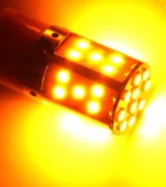Світлодіодна LED лампа в поворот червоного ліхтаря 7440 T20 W21W W3x16d 35SMD 3030 12V з обманкою Жовта - Зображення 3