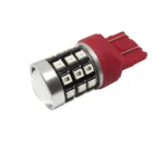 Світлодіодна лампа 7443 W21/5W W3x16q 33SMD 2835 12V з лінзою  Червона