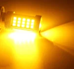 Світлодіодна лампа з цоколем 1156 BA15s P21W 66SMD 2835 12V Жовта з лінзою для сертифікації - Зображення 3