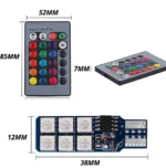 Світлодіодні лампи RGB W5W T10 12 SMD 5050 стробоскоп з пультом дистанційного керування - Зображення 3