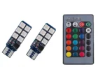 Світлодіодні лампи RGB W5W T10 12 SMD 5050 стробоскоп з пультом дистанційного керування