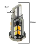 Світлодіодна двоколірна лампа Т10 W5W 20SMD 3030 12V Холодне біле та жовте світло - Зображення 5