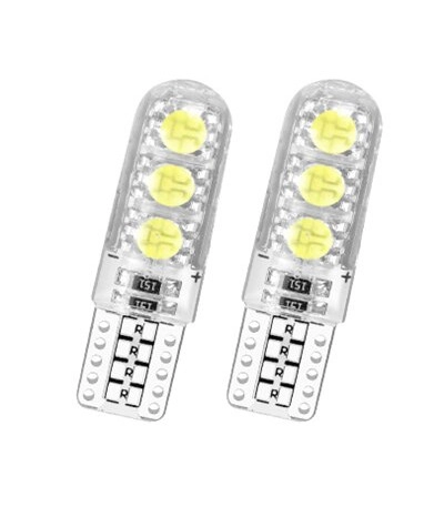3264156293_svitlodiodna-lampa-t10 Світлодіодна лампа Т10 W5W 6 SMD 5050 стробоскоп 12V Біла silicone FLASH - Зображення 1