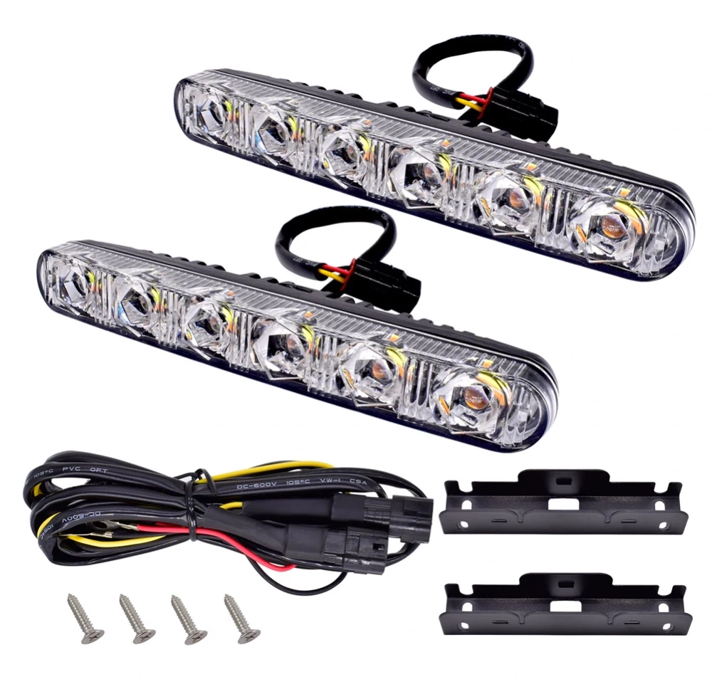 3276757311_denni-hodovi-vogni Денні ходові вогні універсальні світлодіодні фари ДХВ з біжучим поворотом DRL Led Білий Жовтий - Зображення 1