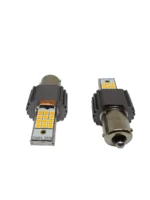 Світлодіодна лампа з цоколем 1156 BAU15s PY21W 24 SMD 3030 12-24V Жовта зі зміщенням і обманкою - Зображення 2