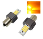Світлодіодна лампа з цоколем 1156 BAU15s PY21W 24 SMD 3030 12-24V Жовта зі зміщенням і обманкою