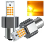 Світлодіодна лампа з цоколем 1 156 BA15s P21W 24 SMD 3030 12-24V Жовта з обманкою