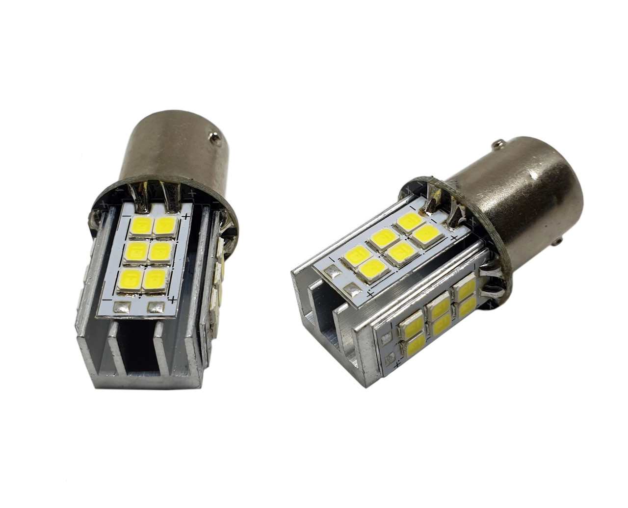 3287515741_svitlodiodna-lampa-z Світлодіодна лампа з цоколем 1156 BA15s P21W 24SMD 2835 24V Білий з резистором - Зображення 1