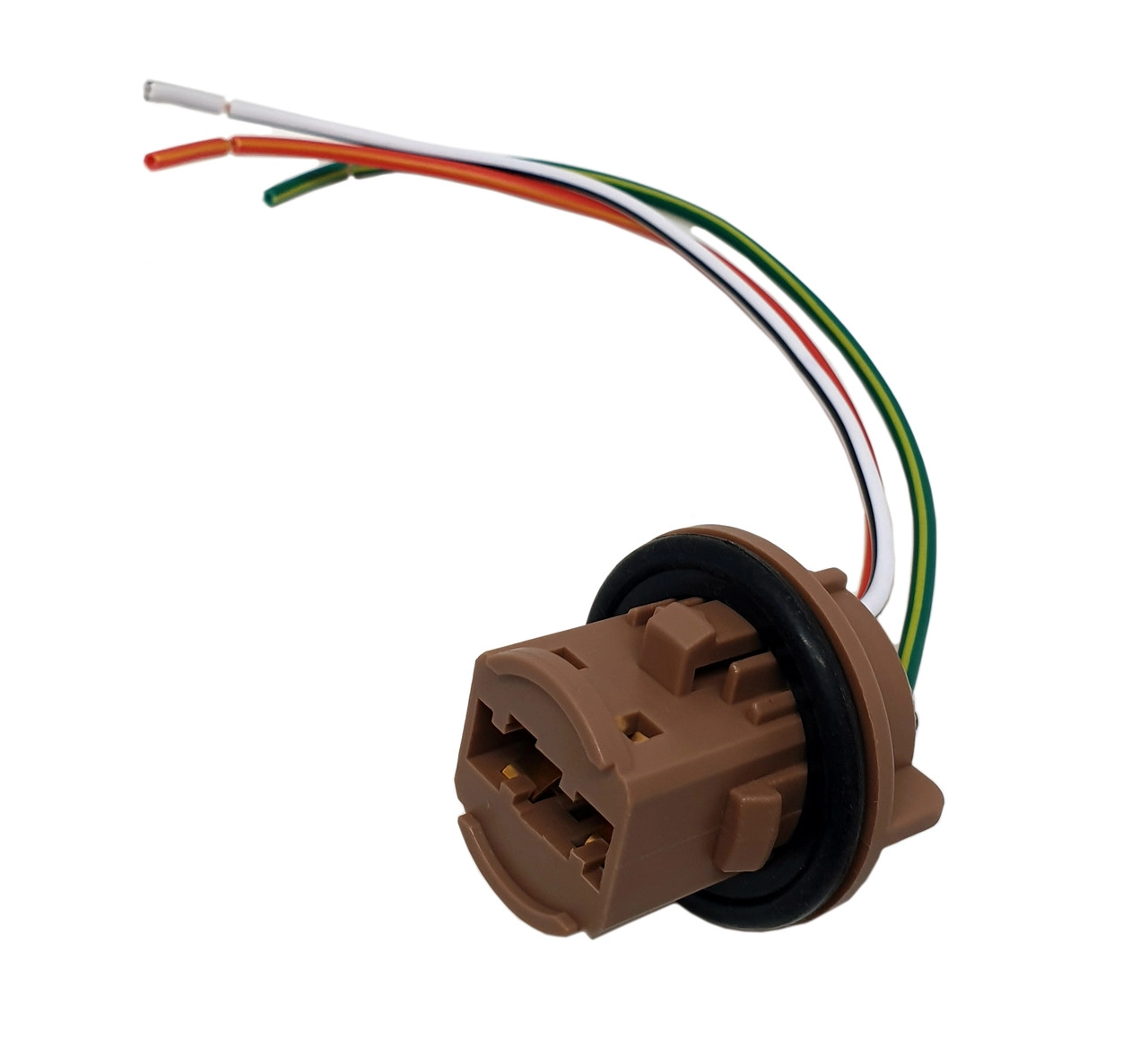 3298791263_plastikovij-avtomobilnij-2-kontaktnij Пластиковий автомобільний 2-контактний патрон для безцокольна лампи W21 / 5W Т20 7440 7443 з проводами - Зображення 1