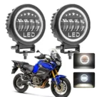 Світлодіодна противотуманная балка, додаткова фара Led кругла 11 см з ангельськими глазками - Зображення 5