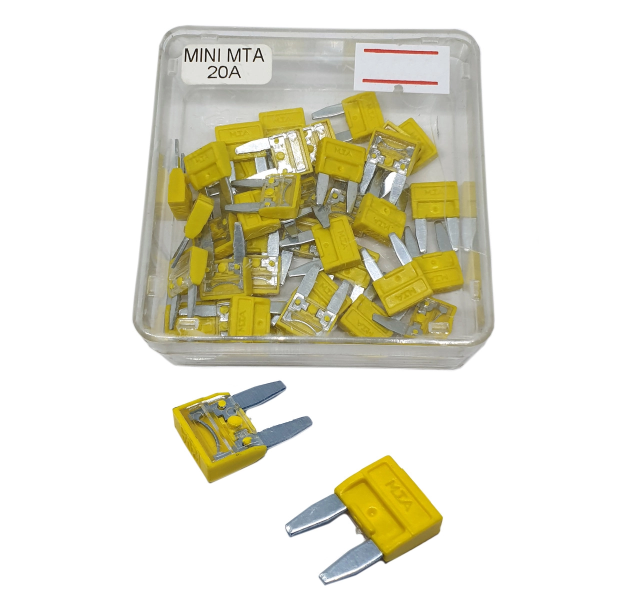 3302772376_komplekt-zapobizhnikiv-avtomobilnih Комплект запобіжників автомобільних MTA mini 20А Прапорцевий (100 шт) - Зображення 1