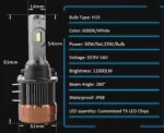 Автомобільні світлодіодні лампи з цоколем H15 R6 V6S 50W 12000 Lm - Зображення 4