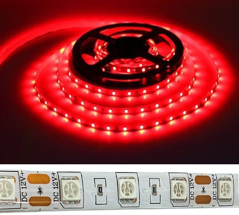3323444416_svitlodiodna-strichka-60 Світлодіодна стрічка 60 SMD на метр 5050 12V Червона 1 метр (відрізна) самоклеящаяся - Зображення 1