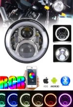 Універсальні світлодіодні Bi LED фари 7 дюймів RGB з налаштуванням кольору по Bluetooth для, Нива, Волга, УАЗ