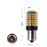 Світлодіодна лампа з цоколем 1156 BAU15s PY21W 144 SMD 3014 12V Жовтий зі зміщенням - Зображення 3