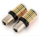 Світлодіодна лампа з цоколем 1156 BAU15s PY21W 144 SMD 3014 12V Жовтий зі зміщенням - Зображення 6