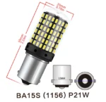 Світлодіодна лампа з цоколем 1156 BA15s P21W 144 SMD 3014 12V Білий - Зображення 2
