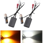 Денні ходові вогні Дхо з режимом функцією повороту 1156 PY21W BAU15S 12 smd Cree Білий Жовтий з обманкою - Зображення 3