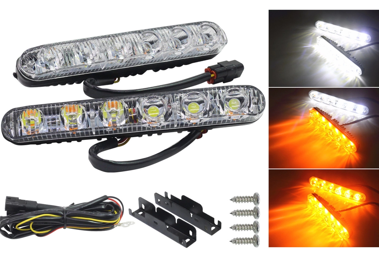 3465617802_dnevni-hodovi-ogni Дневні ходові огни універсальні світлодіодні фары дхо з поворотом DRL Led Белый Жёлтый - Зображення 1