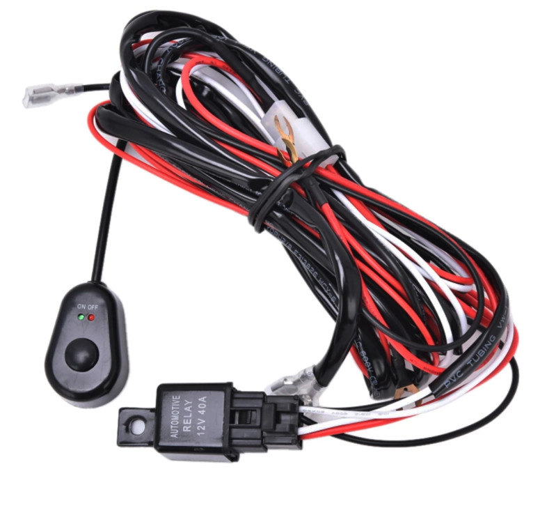 3637987929_komplekt-provodki-provodiv Комплект проводки, проводів з кнопкою та реле підключення світлодіодних фар, туманок, LED балок на два виходи - Зображення 1