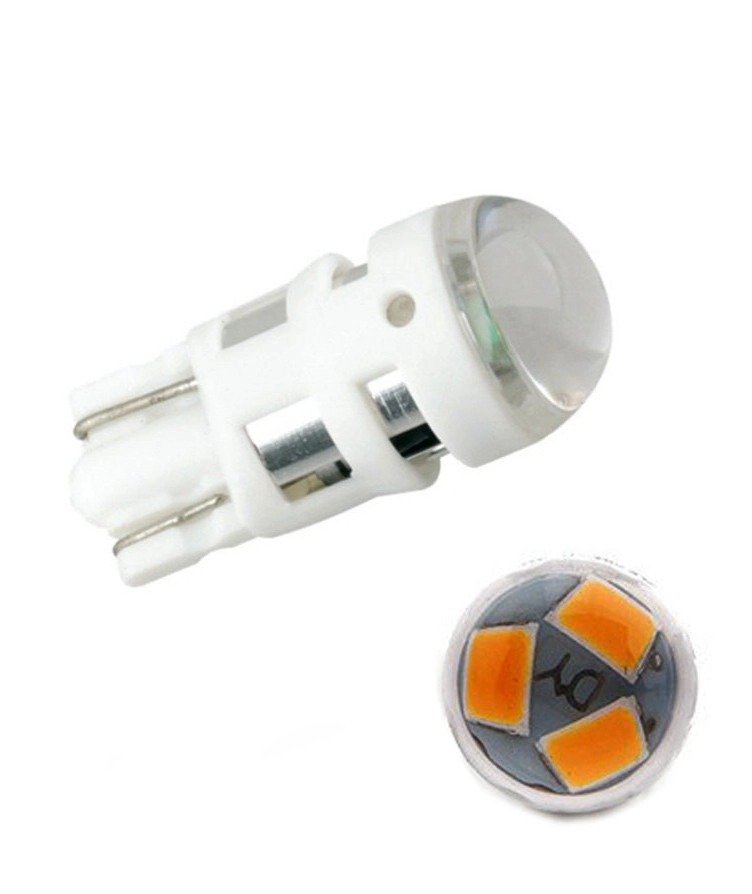 3677212153_svitlodiodna-lampa-t10 Світлодіодна лампа Т10 W5W 3SMD 2835 12V Жовта - Зображення 1