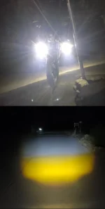 Світлодіодна триколірна фара Moto LED Mini лінза для мотоцикла, мопеда, скутера. Білий. Жовтий. Біло-жовтий - Зображення 3