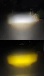 Світлодіодна триколірна фара Moto LED Mini лінза для мотоцикла, мопеда, скутера. Білий. Жовтий. Біло-жовтий - Зображення 4