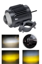 Світлодіодна триколірна фара Moto LED Mini лінза для мотоцикла, мопеда, скутера. Білий. Жовтий. Біло-жовтий