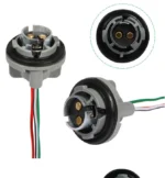 Патрон роз'єм цоколь під лампу P21/5W 1157 металевий із проводами. Двоконтактний патрон