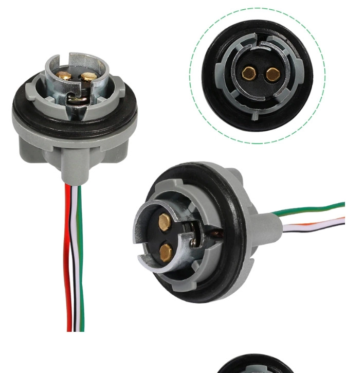 3835799531_patron-rozyem-tsokol Патрон роз'єм цоколь під лампу P21/5W 1157 металевий із проводами. Двоконтактний патрон - Зображення 1