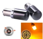 Автомобільна лампа з цоколем 1156 Bau15S 144SMD 3014 canbus 12V Chrome Amber Жовтий зі зсувом