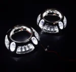 Маска для біксенонових Bi Led лінз 3" Panamera Led Style з блоками CREE ДХО габарит поворот Білий Жовтий 1 шт - Зображення 6