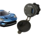 Автомобільний зарядний пристрій один порт USB 12-24V врізна розетка, Вольтметр + амперметр сине підсвічування - Зображення 3